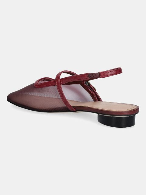 Tommy Hilfiger baleriny MESH ROUND HEEL BALLERINA kolor bordowy z odkrytą piętą FW0FW08962