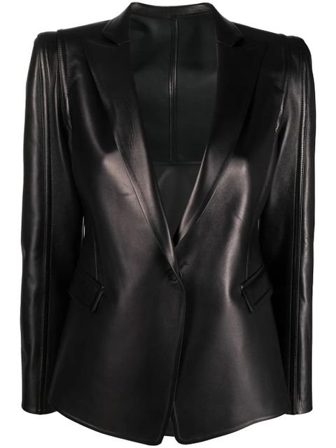 Valentino Garavani single-breasted leather blazer - Black - zdjęcie produktu nr 1