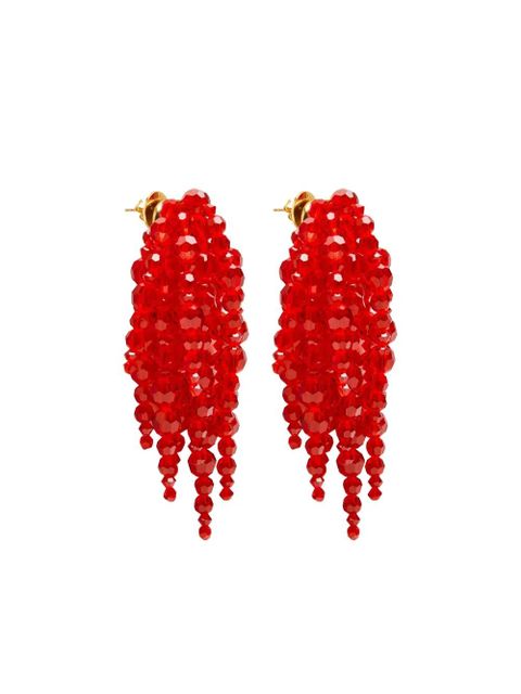 Simone Rocha beaded-embellishment chandelier earrings - Red - zdjęcie produktu nr 1