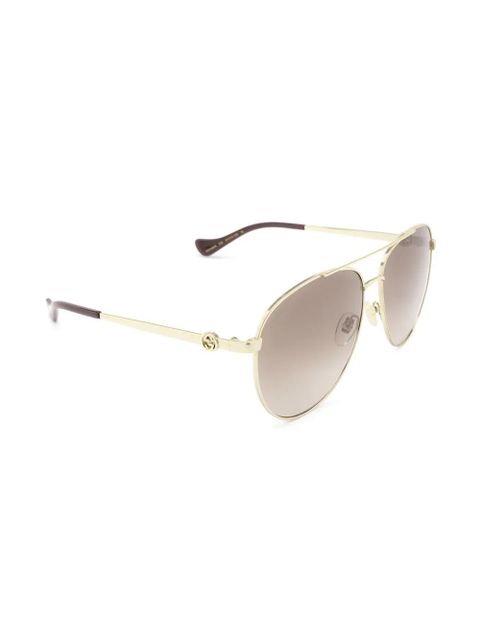 Gucci Eyewear Interlocking G pilot-frame sunglasses - Gold - zdjęcie produktu nr 2