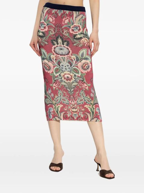 ETRO floral-print midi skirt - Red