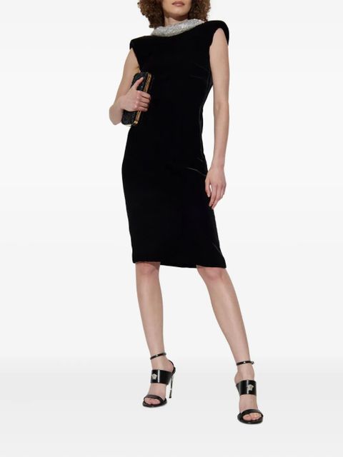 Versace crystal-embellished velvet dress - Black