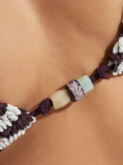 Bond-eye Beaded Ingrid bikini top - White