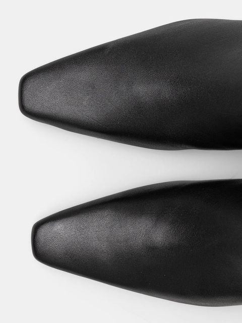 Tommy Hilfiger kozaki skórzane SQUARE TOE KITTEN LONG damskie kolor czarny na słupku FW0FW08772