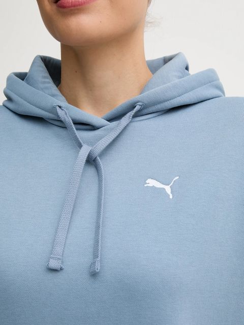 Puma bluza damska kolor niebieski z kapturem z aplikacją 684976
