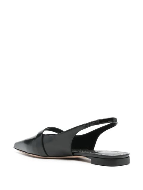 Max Mara logo-plaque leather ballerina shoes - Black