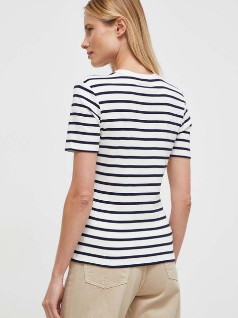 Tommy Hilfiger t-shirt bawełniany damski kolor beżowy WW0WW40587