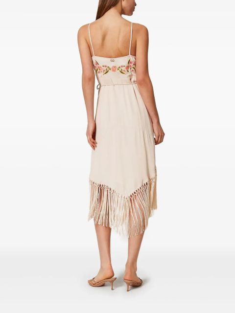 TWINSET floral-embroidered midi dress - Neutrals