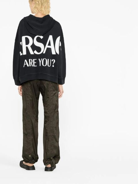 Versace logo-print cotton hoodie - Black