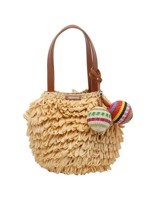 Aquazzura pompom raffia mini bag - Neutrals - zdjęcie produktu nr 1