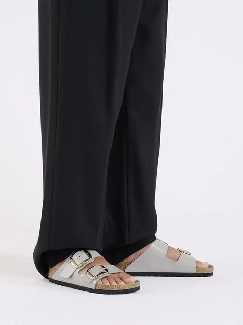 Birkenstock klapki skórzane Arizona Big Buckle damskie kolor szary 1029391