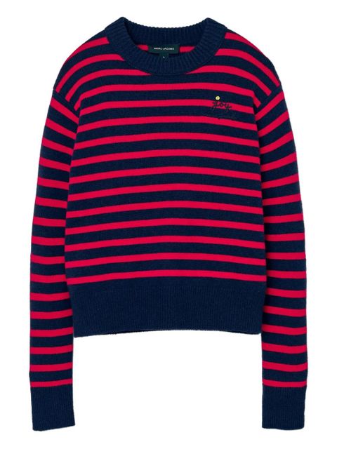 Marc Jacobs striped-pattern flower-embellished sweater - Red - zdjęcie produktu nr 1