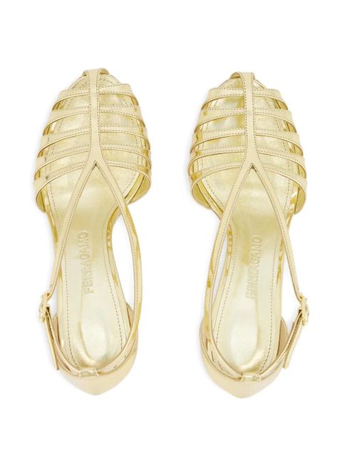 Ferragamo caged leather sandals - Gold
