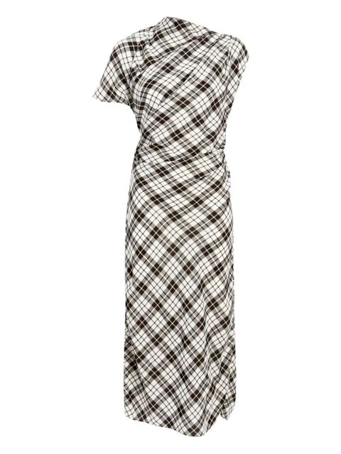 Proenza Schouler Hallie asymmetric-neckline plaid dress - Black - zdjęcie produktu nr 1