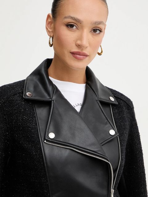 Karl Lagerfeld kurtka z dodatkiem wełny kolor czarny przejściowa B1W14001