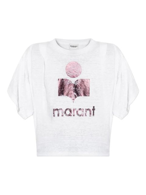 MARANT ÉTOILE metallic-logo linen t-shirt - White - zdjęcie produktu nr 1