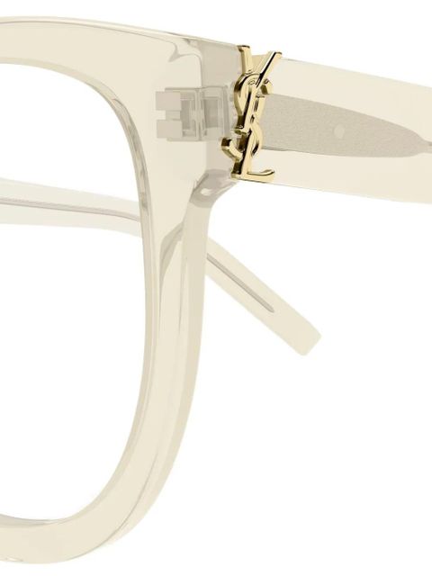 Saint Laurent Eyewear geometric logo glasses - Neutrals
