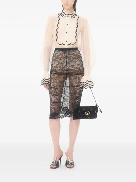 Valentino Garavani DeVain small embroidered velvet shoulder bag - Black