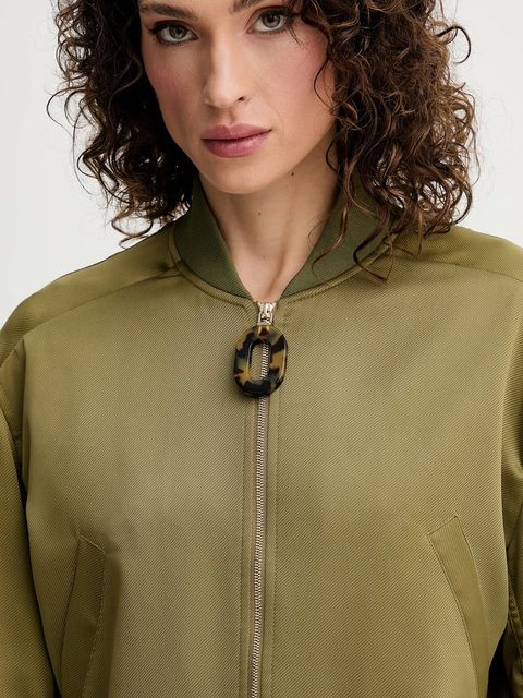 Simona Corsellini kurtka bomber kolor zielony przejściowa oversize P25CPGB001