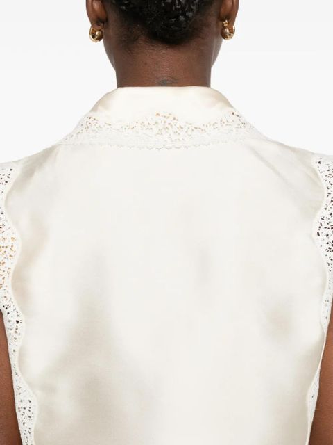 SANDRO lace-panel shirt - Neutrals