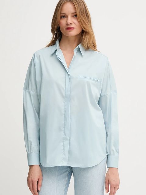 United Colors of Benetton koszula damska kolor niebieski relaxed z kołnierzykiem klasycznym 54KXDQ0CB - zdjęcie produktu nr 1