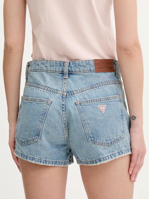 Guess Jeans szorty jeansowe damskie kolor niebieski gładkie high waist W5GD0Y D5O14 - zdjęcie produktu nr 2