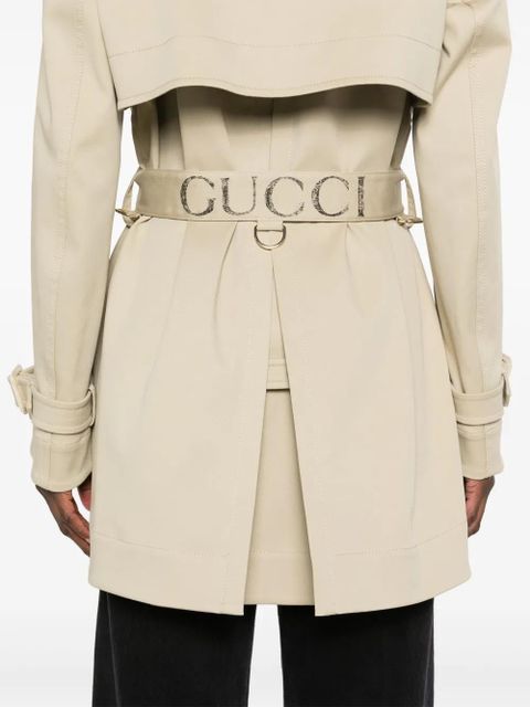 Gucci double-breasted belted trench coat - Neutrals