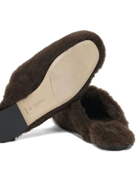 Aeyde Rega shearling flat mules - Brown