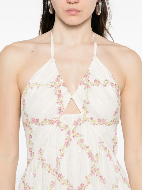 TWINSET floral halterneck maxi dress - White