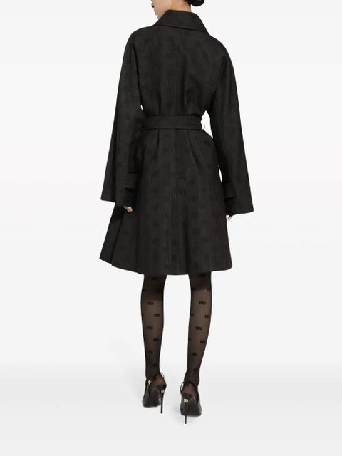 Dolce & Gabbana logo-jacquard belted trench coat - Black