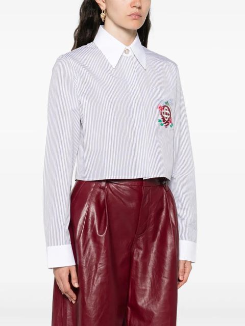 Casablanca striped embroidered shirt - White