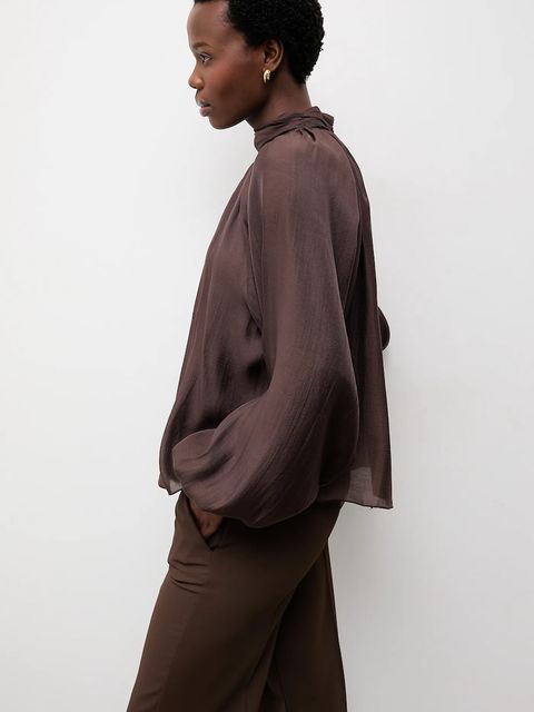 Answear.LAB bluzka damska kolor brązowy gładka