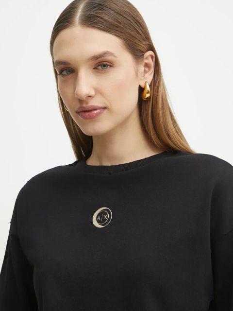 Armani Exchange bluza bawełniana damska kolor czarny gładka XW000317 AF12217