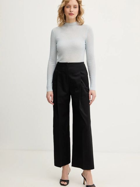 BOSS Orange sweter z dodatkiem wełny kolor niebieski lekki z półgolfem 50549391