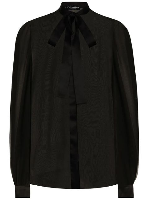 Dolce & Gabbana pussy-bow silk shirt - Black - zdjęcie produktu nr 1