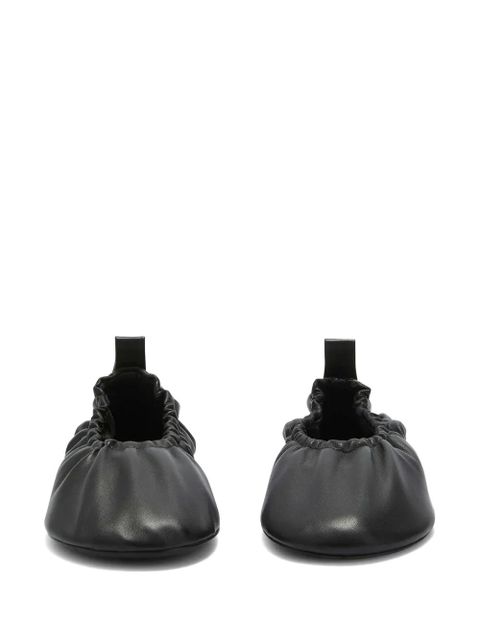 Jil Sander gathered-detail leather ballerina shoes - Black - zdjęcie produktu nr 2