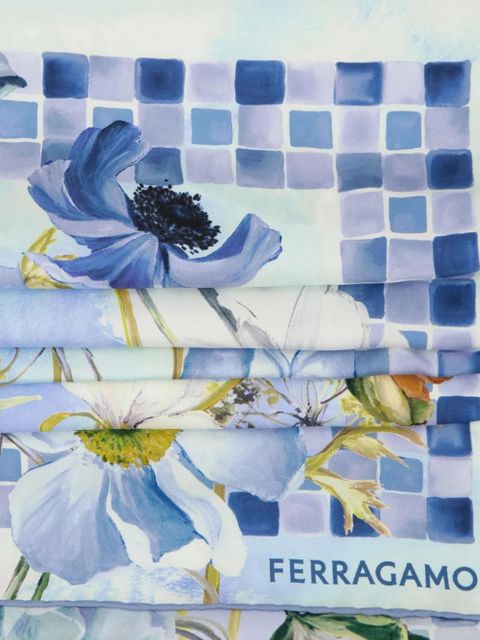 Ferragamo Fiori-print silk scarf - Blue - zdjęcie produktu nr 2