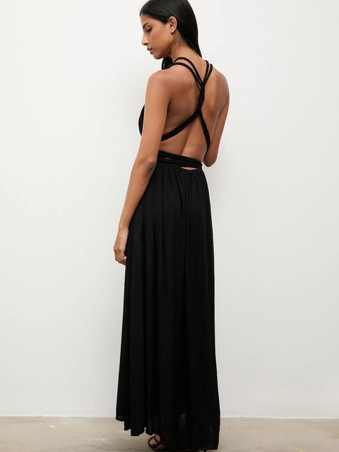 Answear.LAB sukienka kolor czarny maxi rozkloszowana - zdjęcie produktu nr 1