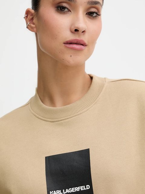 Karl Lagerfeld Jeans bluza bawełniana damska kolor beżowy z nadrukiem A1W20006