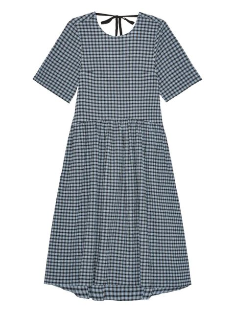 GANNI checked seersucker midi dress - Blue - zdjęcie produktu nr 1