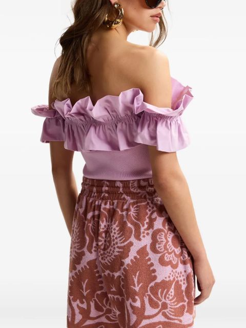 Essentiel Antwerp ruffled-neck off-shoulder top - Pink