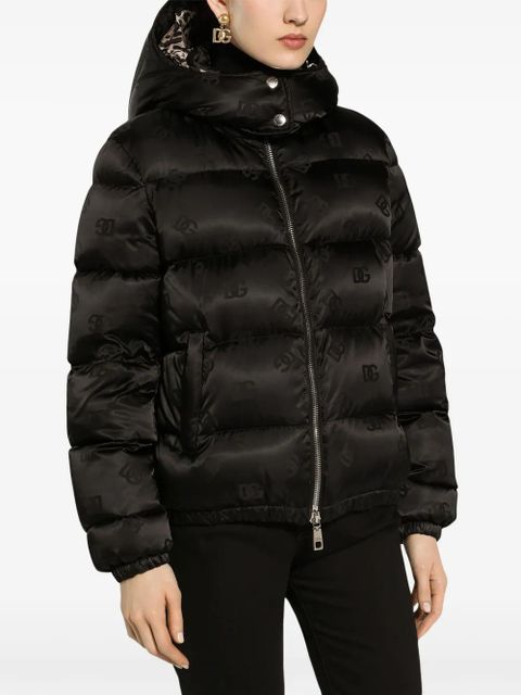 Dolce & Gabbana DNA monogram-jacquard puffer jacket - Black