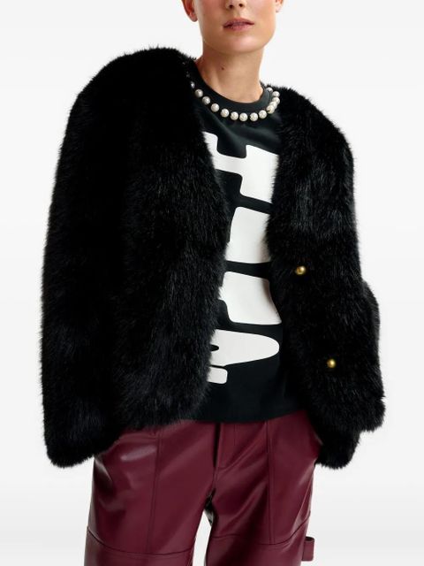Essentiel Antwerp faux-fur button jacket - Black