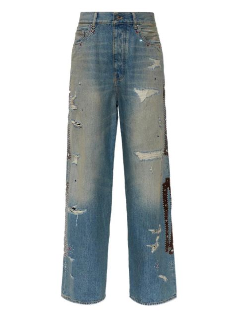 AMIRI distressed embellished jeans - Blue - zdjęcie produktu nr 1