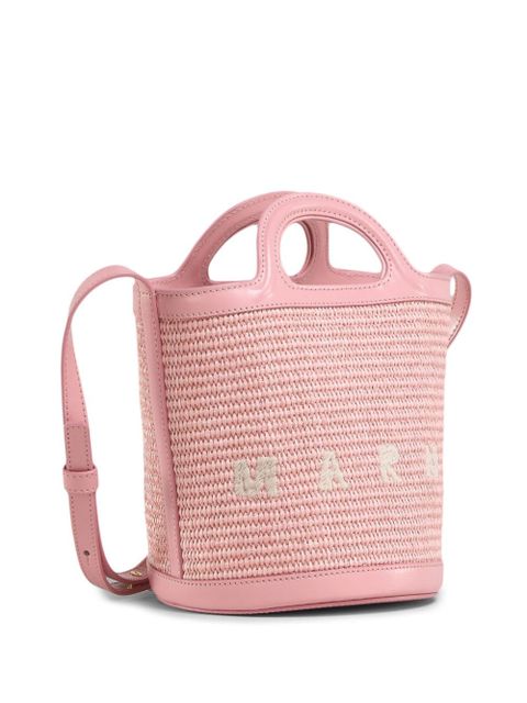 Marni mini Tropicalia woven bucket bag - Pink