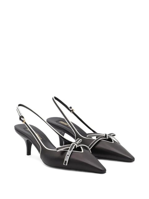 Miu Miu 55mm leather slingback pumps - Black