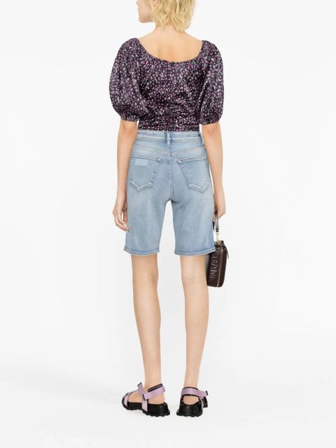 GANNI floral-print silk top - Black