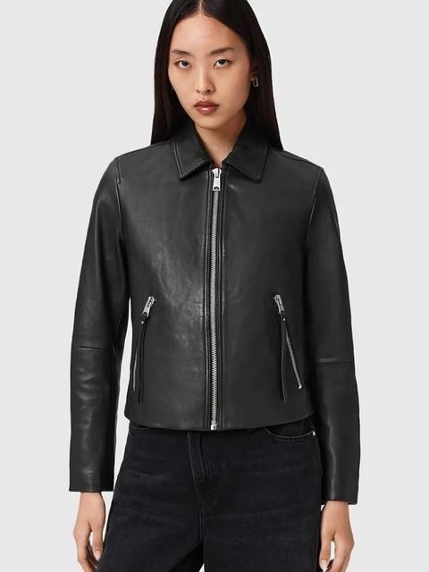 AllSaints kurtka skórzana kolor czarny przejściowa W057LD - zdjęcie produktu nr 1