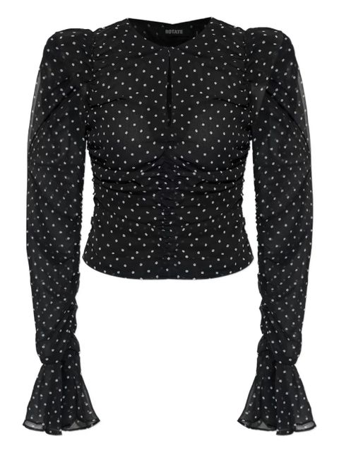 ROTATE BIRGER CHRISTENSEN polka-dot ruched blouse - Black - zdjęcie produktu nr 1