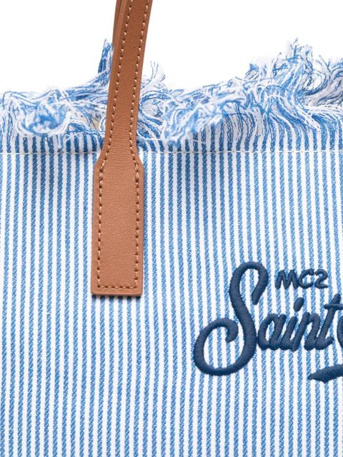 MC2 Saint Barth fringed-detail striped-pattern tote bag - Blue